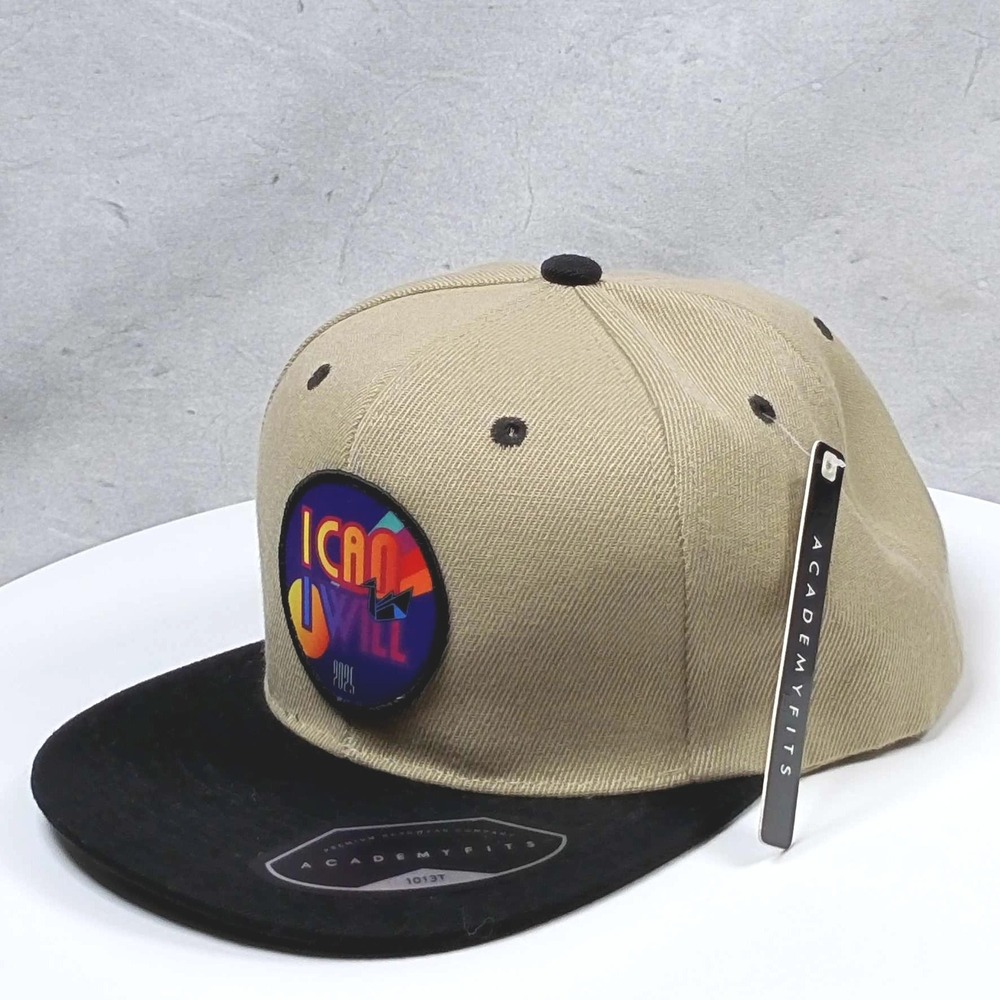 Academy Fits‎ Mens Khaki Black Snapback Hat I Can I Will Patch